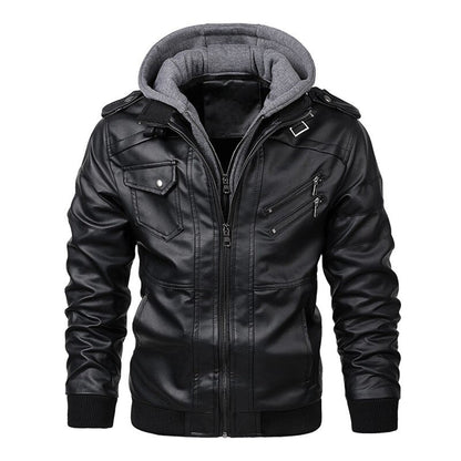 Jacob - Men's Leather Jacket with Hood