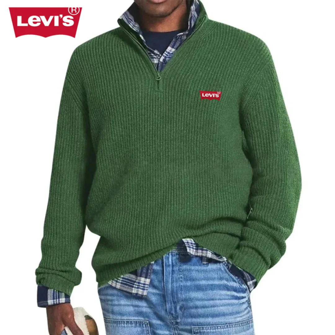 Men’s Ribbed Knit Zip-Up Sweater